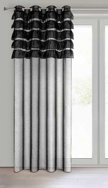 ZÁCLONA NA KRÚŽKOCH AURA 140X250 CM ČIERNA