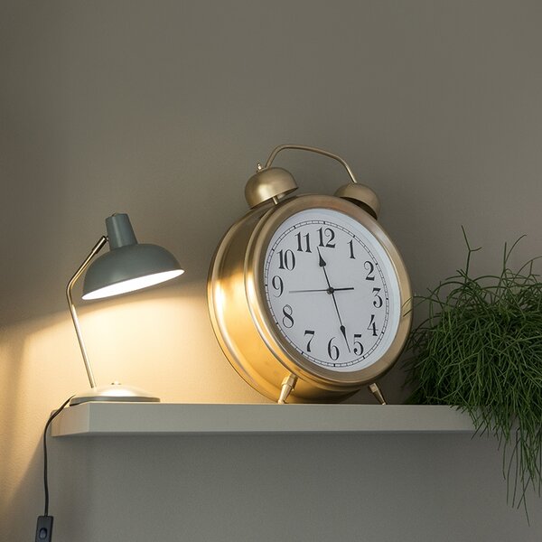 Retro stolná lampa zelená s bronzom - Milou