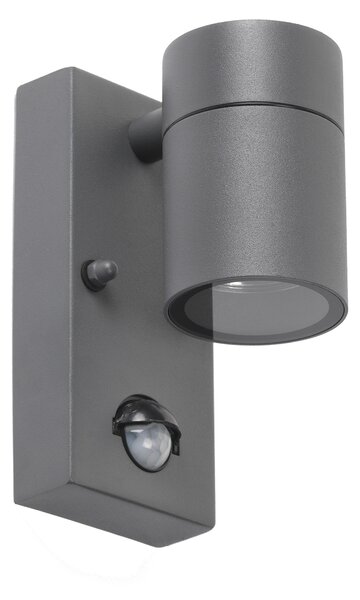 Vonkajšia nástenná lampa antracit IP44 s pohybovým senzorom - Solo