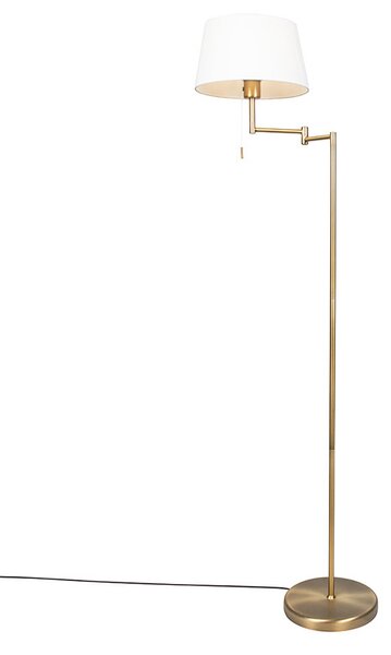 Klasická bronzová stojaca lampa s nastaviteľným bielym tienidlom - Ladas Fix