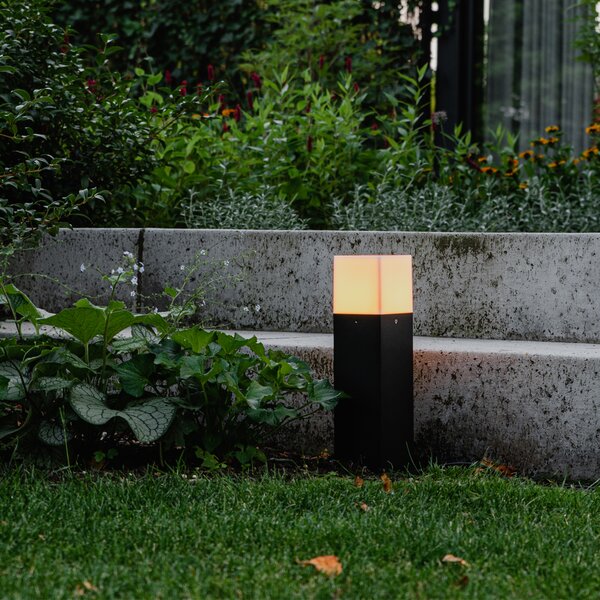 Stojaca vonkajšia lampa čierna s opálovou bielou 30 cm - Denmark