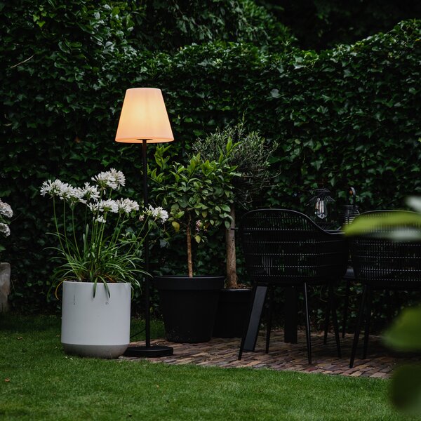 Vonkajšia stojaca lampa čierna s bielym tienidlom 35 cm IP65 - Virginia
