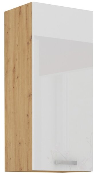 Vysoká horná skrinka ADARA - šírka 40 cm, biela / dub artisan