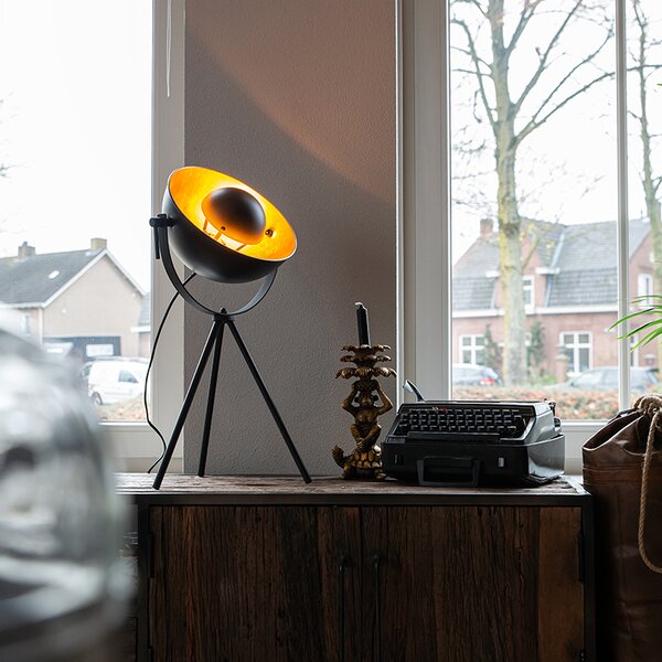 Stolná lampa čierna so zlatom 63,3 cm trojnožka nastaviteľná - Magnax
