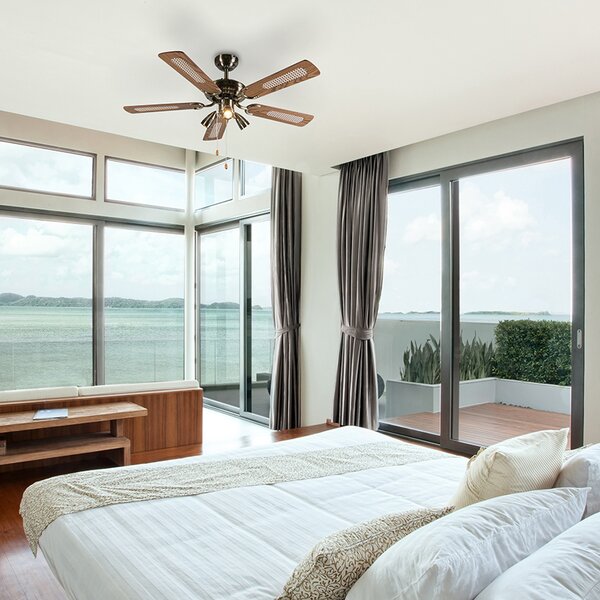 Bronzový stropný ventilátor s drevom 110 cm 3-svetlá s ťahovým spínačom - Mistral
