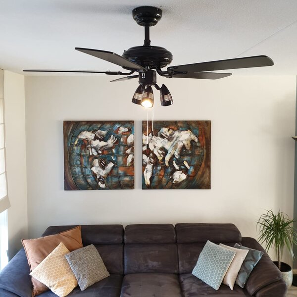 Stropný ventilátor čierny 110 cm 3-svetelný s ťahacím káblom - Mistral