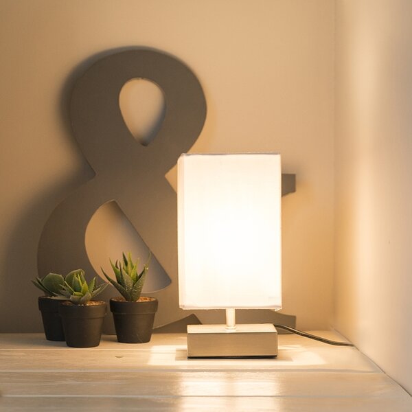Moderná stolná lampa biela s oceľou - Milo