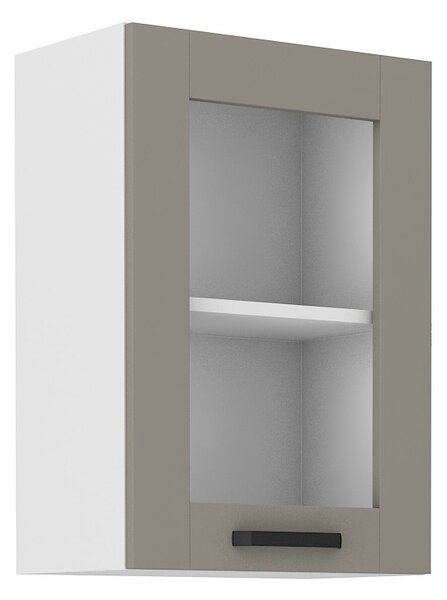 Horná presklená skrinka LAILI - šírka 40 cm, svetlo šedá / biela