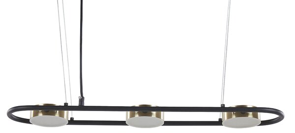 Závesná lampa čierna mosadzná oceľová integrované 3 LED svetlá geometrický tvar moderný industriálny štýl