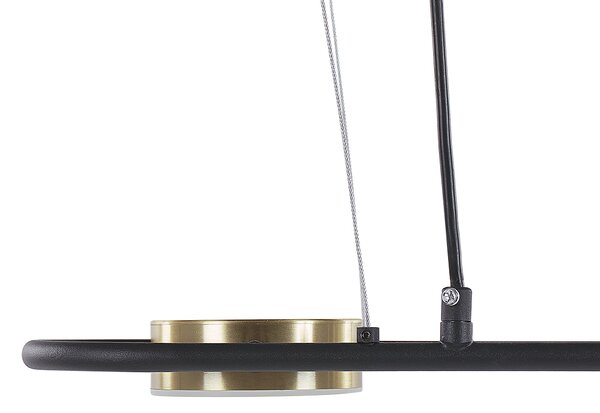 Závesná lampa čierna mosadzná oceľová integrované 3 LED svetlá geometrický tvar moderný industriálny štýl