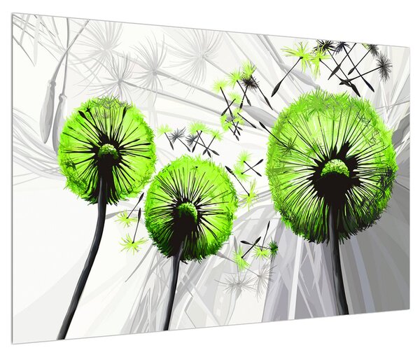 Obraz páperia svetlo zelených púpav (90x60 cm)