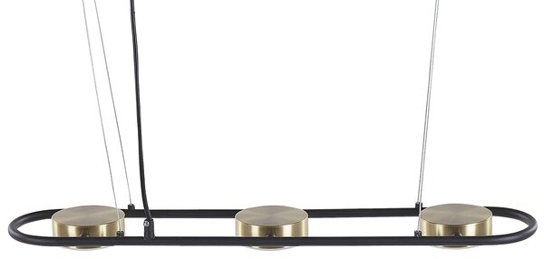 Závesná lampa čierna mosadzná oceľová integrované 3 LED svetlá geometrický tvar moderný industriálny štýl