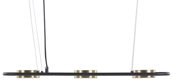 Závesná lampa čierna mosadzná oceľová integrované 3 LED svetlá geometrický tvar moderný industriálny štýl