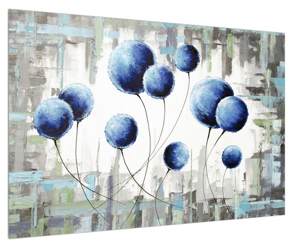 Abstraktný obraz - modré balóniky (90x60 cm)