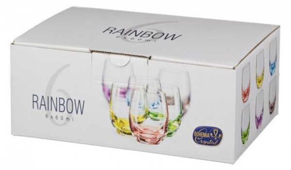 BOHEMIA RAINBOW POHÁR NA LIKÉR 60 ML SADA 6 KS