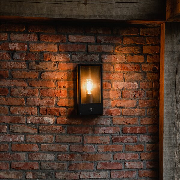 Vonkajšia nástenná lampa čierna s čidlom súmraku - Rotterdam