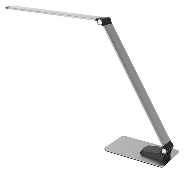 SOLIGHT LED stolný lampička stmievateľná 11W/3000K-6000K/550Lm, brúsený hliník, USB port