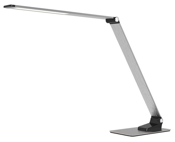 SOLIGHT LED stolný lampička stmievateľná 11W/3000K-6000K/550Lm, brúsený hliník, USB port