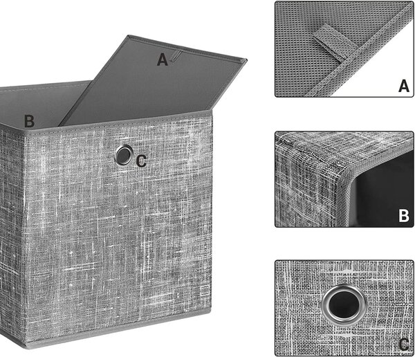 Úložný box Grey, sada 6ks, 30x30x30 cm, sivá