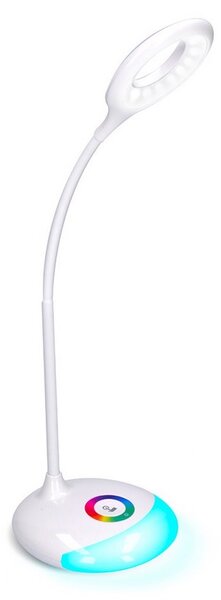 SOLIGHT LED stolný lampička dobíjacie 5W/4000K/300Lm biela, RGB atmosférické podsvietenie
