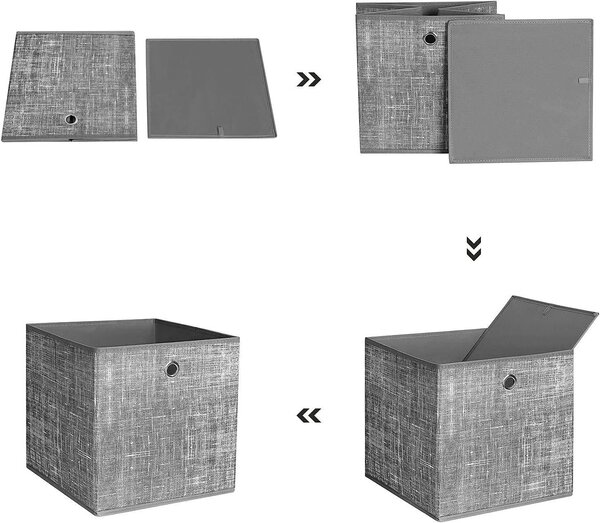 Úložný box Grey, sada 6ks, 30x30x30 cm, sivá