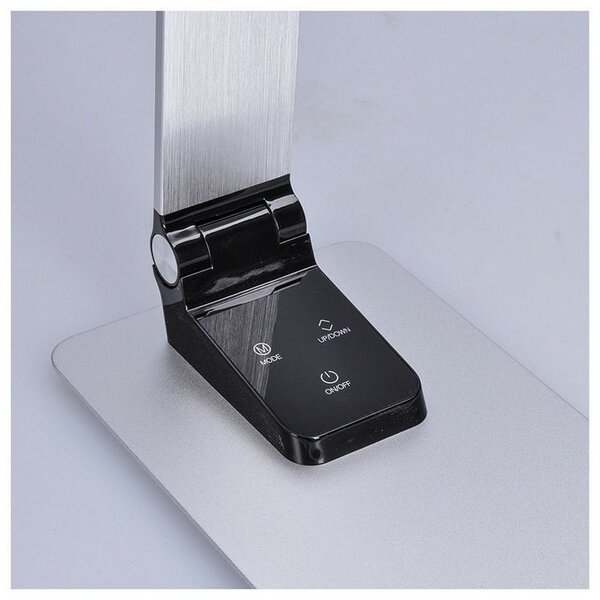 SOLIGHT LED stolný lampička stmievateľná 11W/3000K-6000K/550Lm, brúsený hliník, USB port