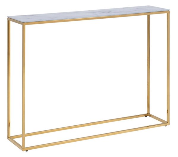 Konzolový stolík Alisma mramor biela/ zlatá 110cm
