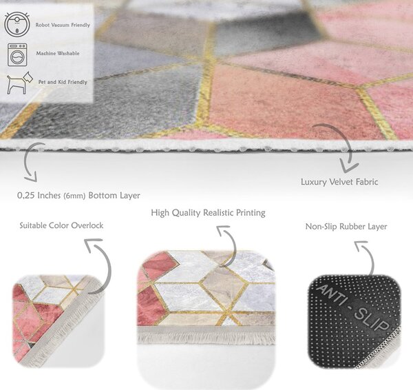 Sivo-ružový prateľný koberec behúň 80x200 cm – Mila Home
