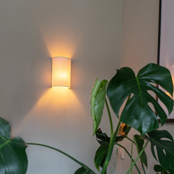 Moderná nástenná lampa biela - Simple Drum Jute