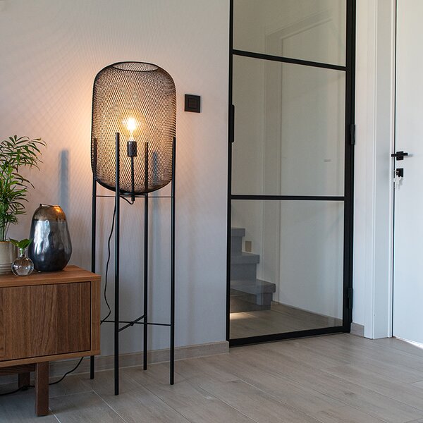 Moderná čierna stojaca lampa - Bliss Mesh