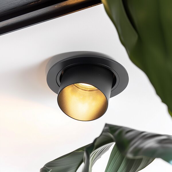 Moderné zapustené bodové svetlo čierne okrúhle naklápateľné - Installa
