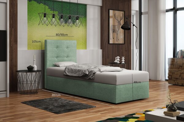 Čalúnená posteľ s úložným priestorom DELILAH 1 - 90x200, pravá, šedá