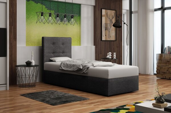 Čalúnená posteľ s úložným priestorom DELILAH 1 - 90x200, pravá, šedá