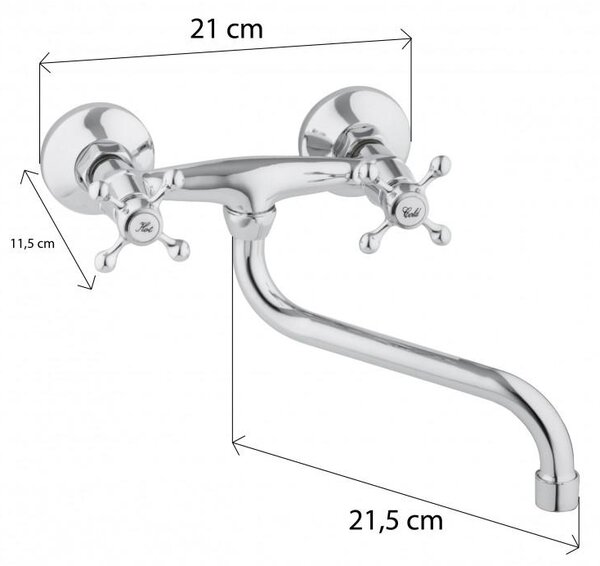 Erga Rapa, nástenná drezová batéria 150mm, chrómová, ERG-YKA-BZ.RAPA-CHR