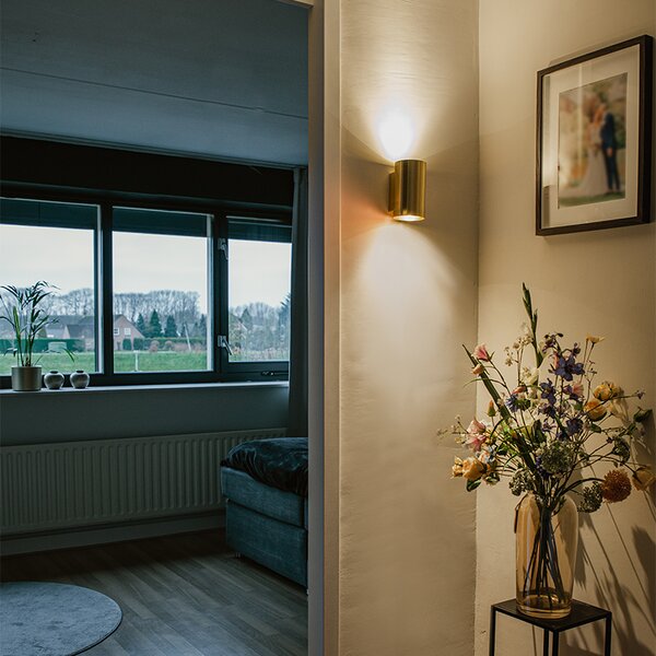 Moderná nástenná lampa zlatá okrúhla 2-svetlá - Sandy