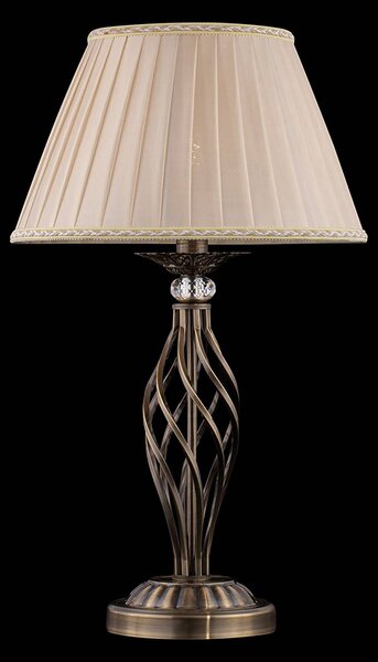 Maytoni Grace stolová lampa 1-pl., mosadz/béžová, Mosadz / zlato, Obývacia izba / jedáleň, kov, Vidiecky / Rustikálny, Stojacie svietidlo