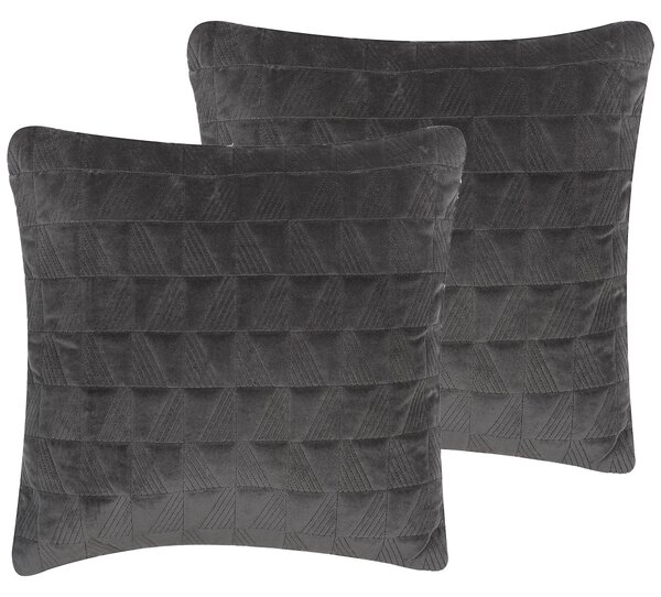 Sada 2 dekoratívnych vankúšov sivá bavlna geometrický vzor ​​45 x 45 cm minimalistický moderný štýl doplnky