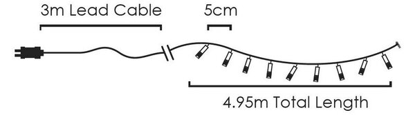 ACA Lighting LED vianočná svetelná reťaz, 3x5m, teplá biela, IP44, 100 LED, X08100121