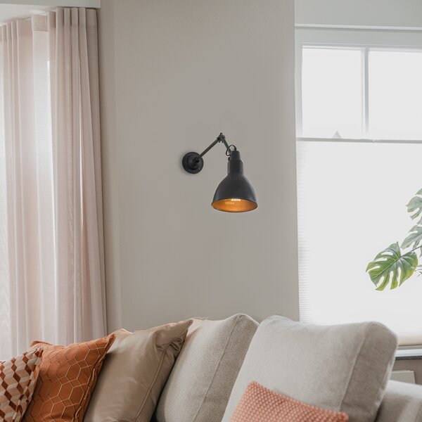 Priemyselná nástenná lampa čierna nastaviteľná - Wye