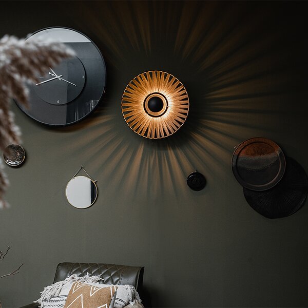 Rustikálna nástenná lampa čierna 40 cm - Leia