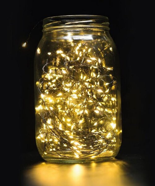 ACA Lighting LED dekoračná strieborná girlanda 20 LED, teplá biela farba, 2x batéria AA, 200 cm, IP20