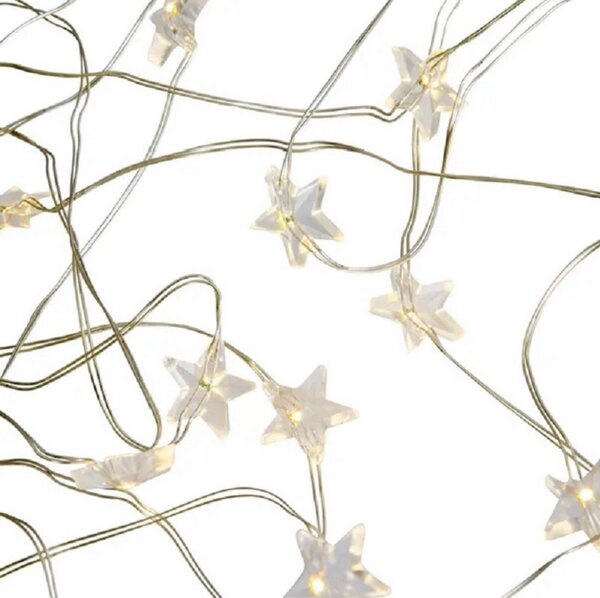 ACA Lighting LED dekoračná girlanda - biele hviezdičky, studená biela farba, 200 cm, IP20, 2x batéria AA