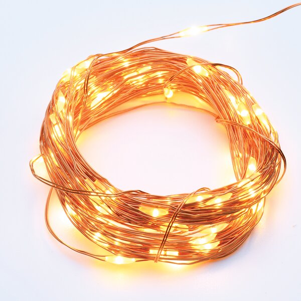 ACA Lighting LED dekoračná medená girlanda, teplá biela, 2x batéria AA, 200 cm, IP20
