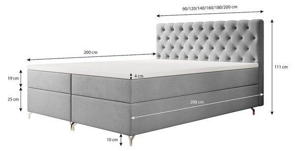 Čalúnená posteľ 180x200 ADRIA s úložným priestorom - béžová