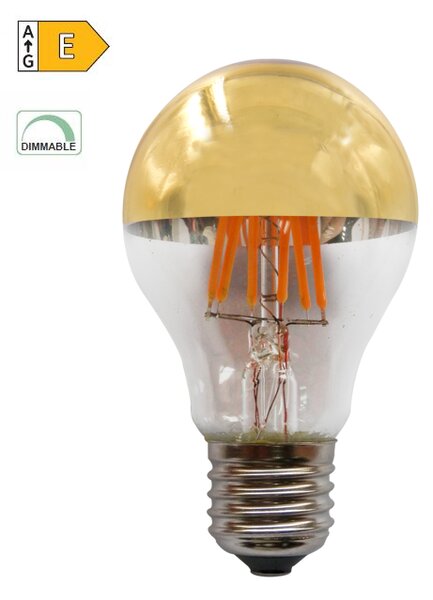Diolamp LED Filament zrkadlová žiarovka A60 8W/230V/E27/2700K/900Lm/180°/DIM, zlatý vrchlík