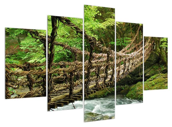 Obraz lávky cez horskú rieku (150x105 cm)