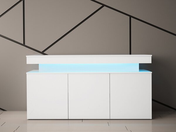 Komoda s LED osvetlením USOA - lesklá biela