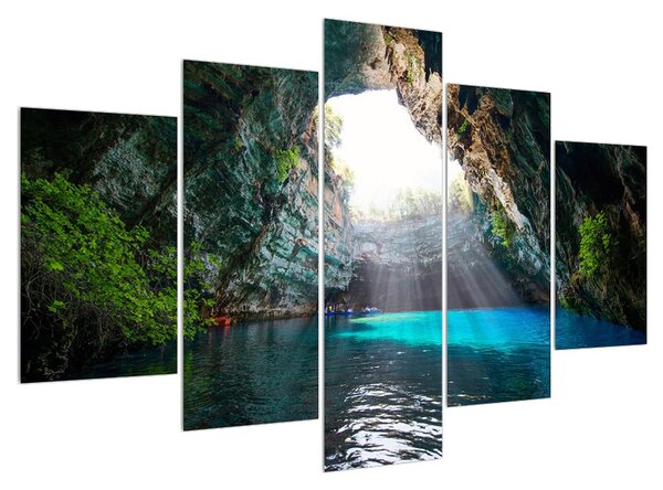 Obraz jaskyne s vodnou plochou (150x105 cm)
