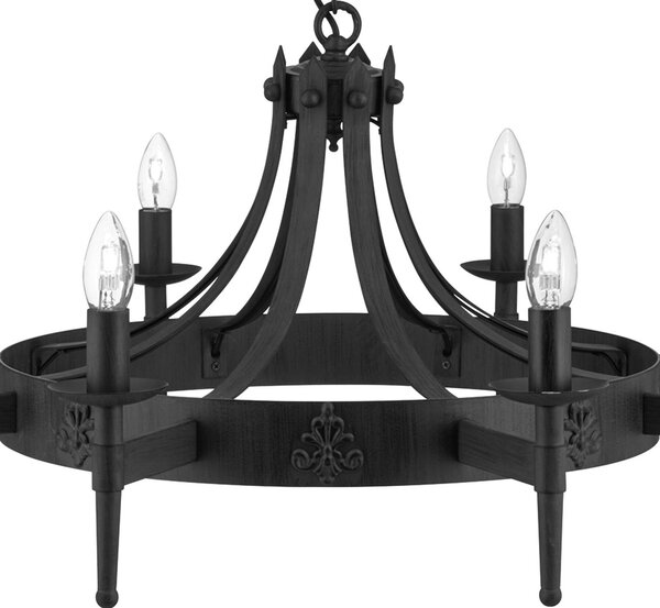 Luster Cartwheel II, 8-plameňový, Čierna, Obývacia izba / jedáleň, kov, Starožitný, Luster