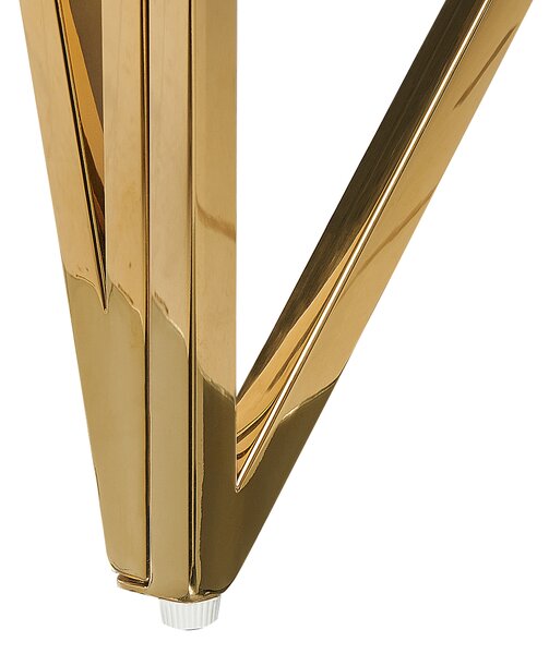 Konzolový stolík zlatý sklenená stolová doska rám z nehrdzavejúcej ocele 120 x 40 cm glamour moderný elegantný dizajn